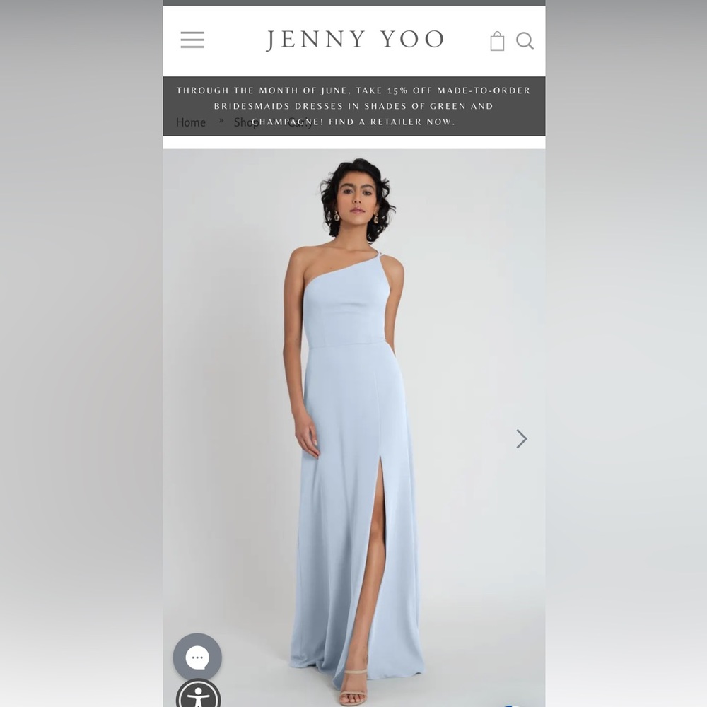One Shoulder Whisper Blue Jenny Yoo Bridesmaid Dress in Size 6